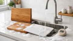 How long to leave bleach on a cutting board (plastic vs wood timing guide)