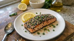 Crispy Sesame-Crusted Salmon in the Air Fryer (with Lemon-Parsley Oil)