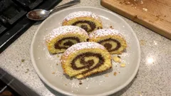 Salame del Re: A chilled Italian sponge roll with vanilla-lemon and chocolate custard