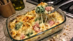 Ricotta-Spinach Meatball Bake with Ham, Provola, and Béchamel (All in One Dish)