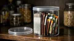 Don’t toss that nori tube—use it as a clear pantry organizer for tea bags and seasoning sachets